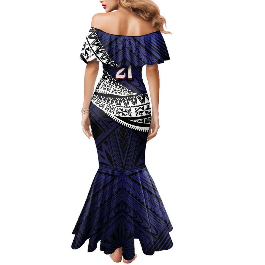 Custom Samoa Rugby Pacific Family Matching Mermaid Dress and Hawaiian Shirt Samoan Warrior Tribal Pattern