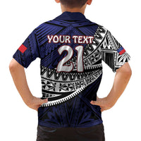 Custom Samoa Rugby Pacific Family Matching Off Shoulder Maxi Dress and Hawaiian Shirt Samoan Warrior Tribal Pattern