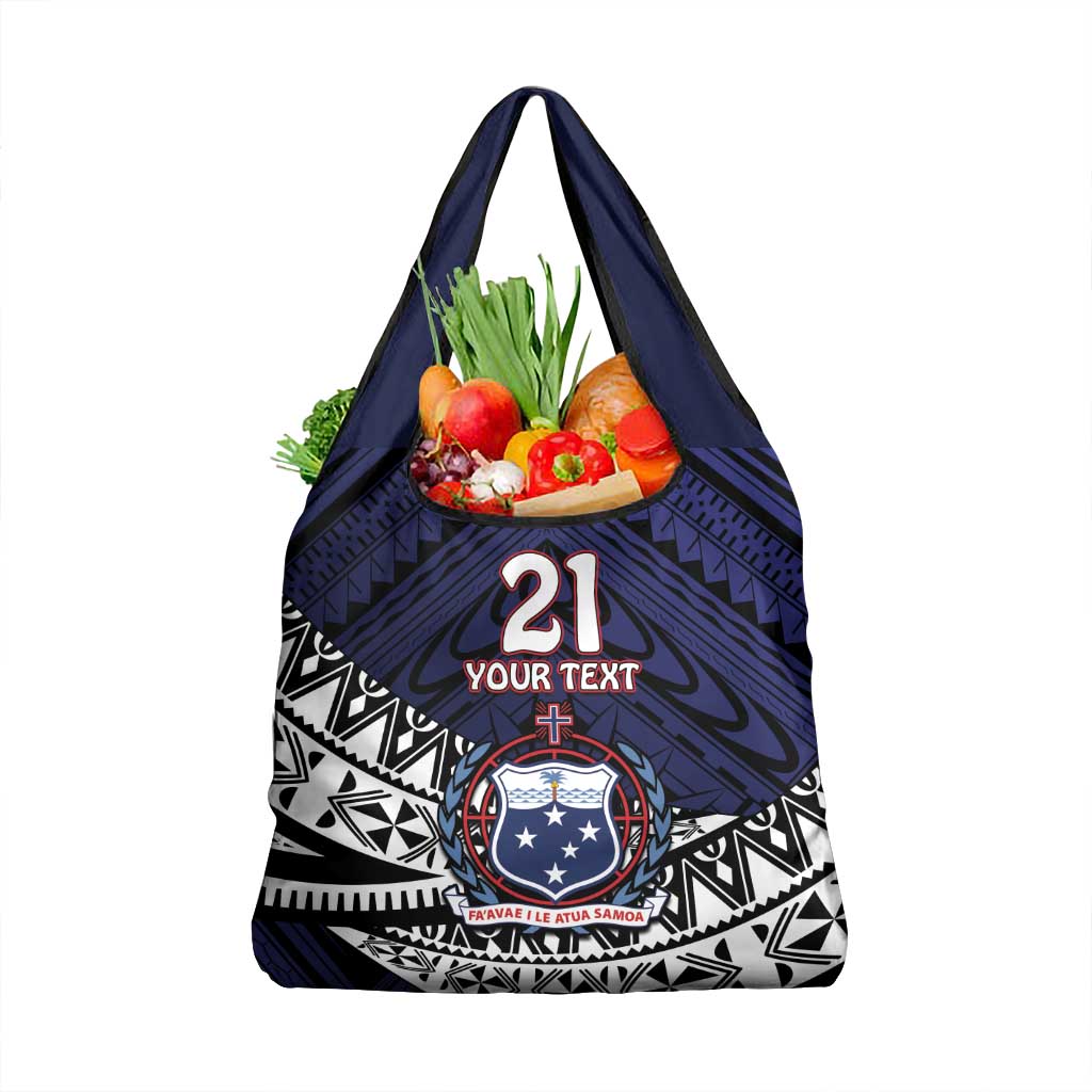 Custom Samoa Rugby Pacific Grocery Bag Samoan Warrior Tribal Pattern