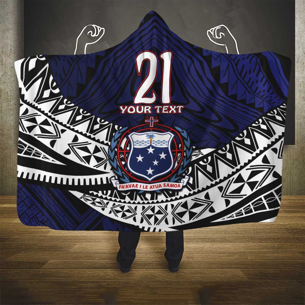 Custom Samoa Rugby Pacific Hooded Blanket Samoan Warrior Tribal Pattern