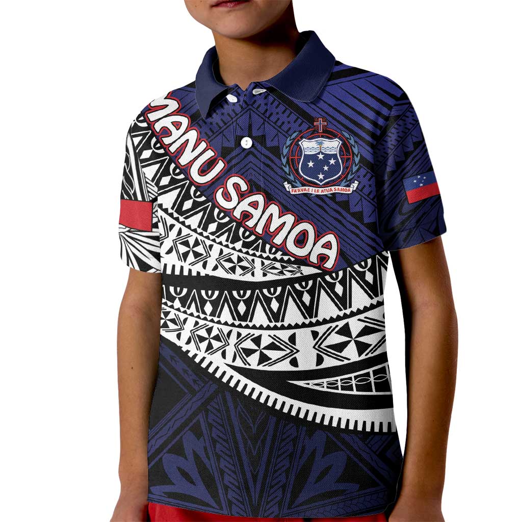 Custom Samoa Rugby Pacific Kid Polo Shirt Samoan Warrior Tribal Pattern