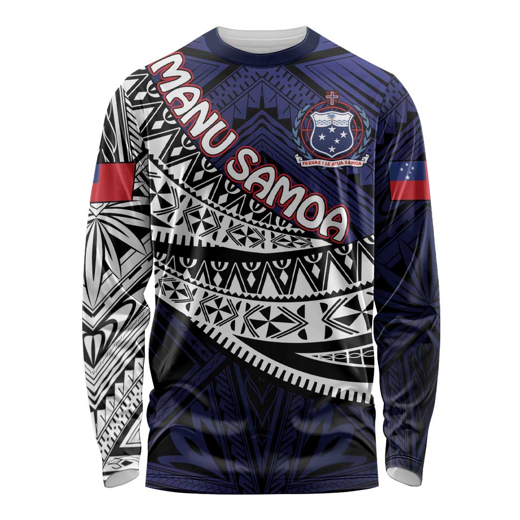 Custom Samoa Rugby Pacific Long Sleeve Shirt Samoan Warrior Tribal Pattern