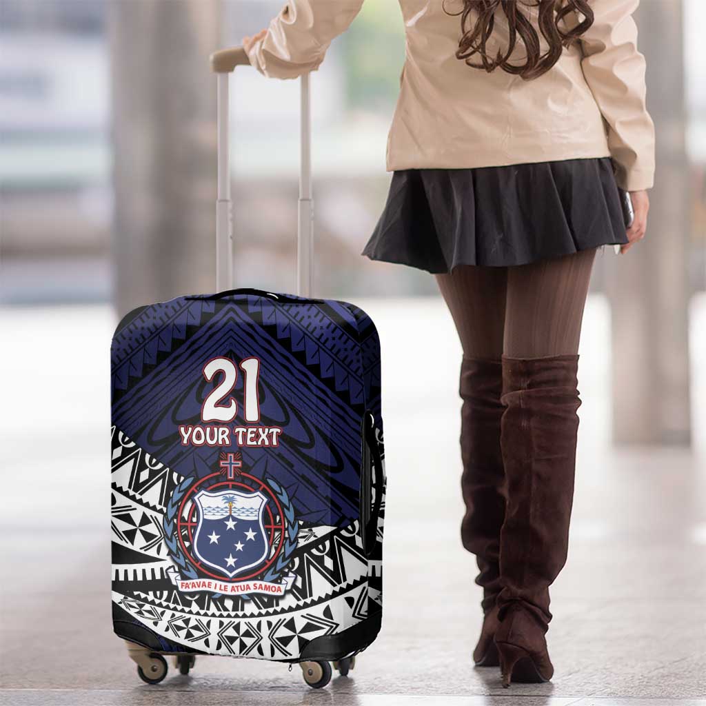 Custom Samoa Rugby Pacific Luggage Cover Samoan Warrior Tribal Pattern LT9 - Polynesian Pride
