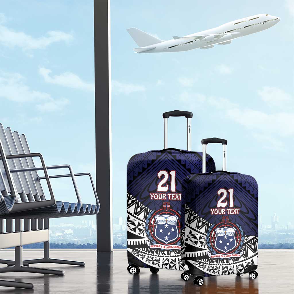 Custom Samoa Rugby Pacific Luggage Cover Samoan Warrior Tribal Pattern LT9 - Polynesian Pride