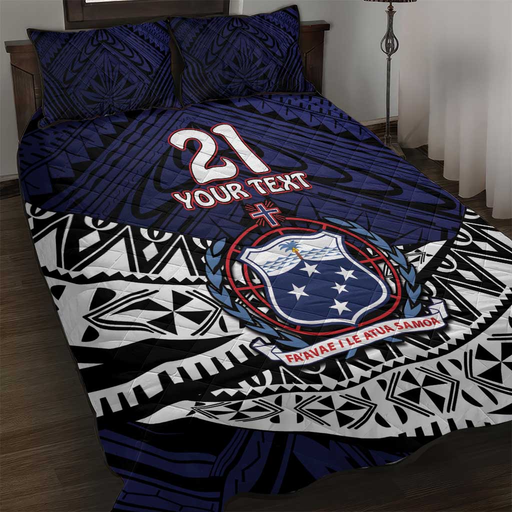 Custom Samoa Rugby Pacific Quilt Bed Set Samoan Warrior Tribal Pattern