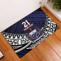 Custom Samoa Rugby Pacific Rubber Doormat Samoan Warrior Tribal Pattern