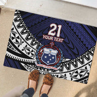 Custom Samoa Rugby Pacific Rubber Doormat Samoan Warrior Tribal Pattern