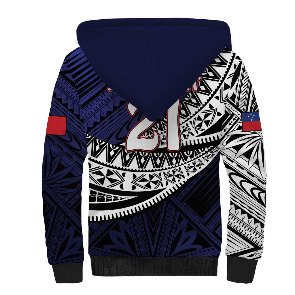 Custom Samoa Rugby Pacific Sherpa Hoodie Samoan Warrior Tribal Pattern