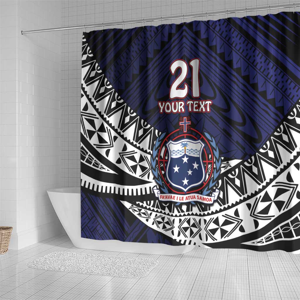 Custom Samoa Rugby Pacific Shower Curtain Samoan Warrior Tribal Pattern