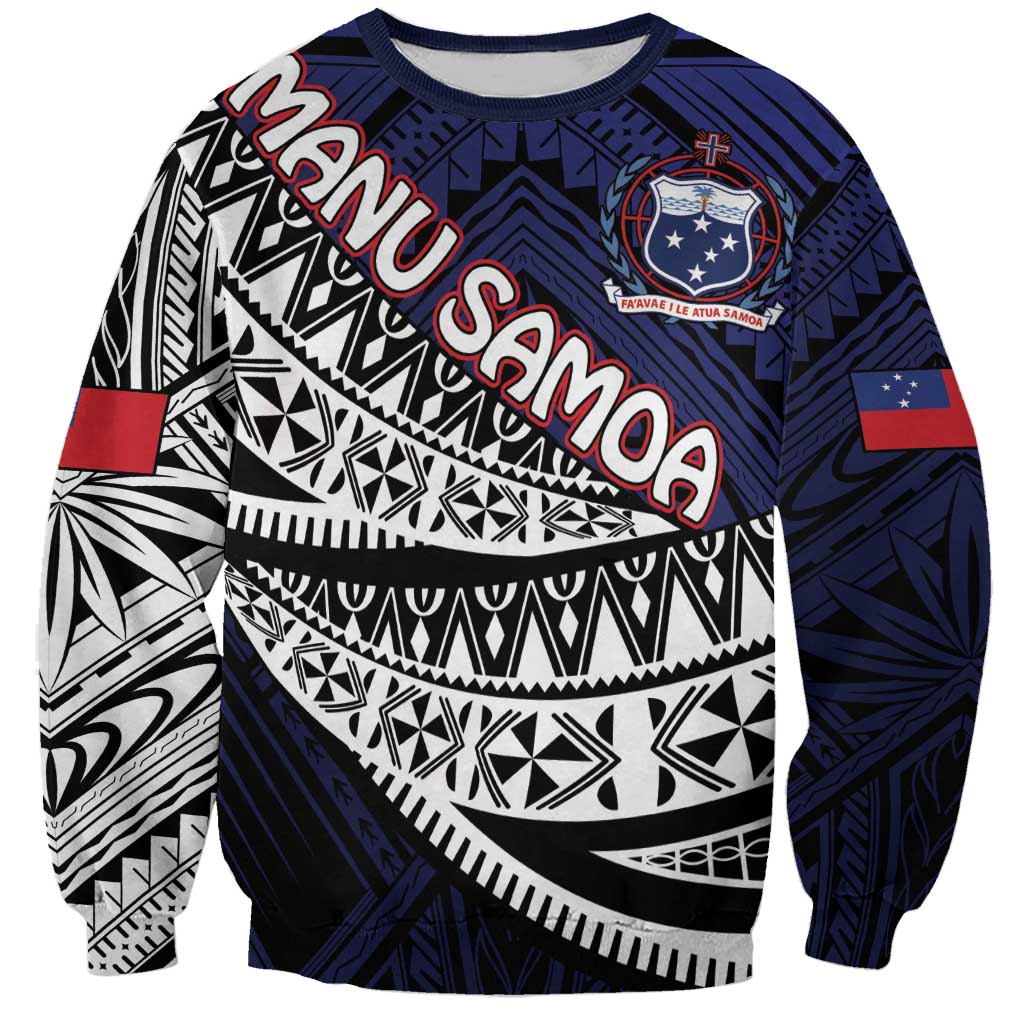 Custom Samoa Rugby Pacific Sweatshirt Samoan Warrior Tribal Pattern