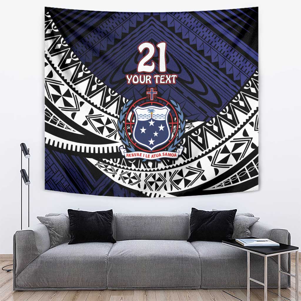 Custom Samoa Rugby Pacific Tapestry Samoan Warrior Tribal Pattern