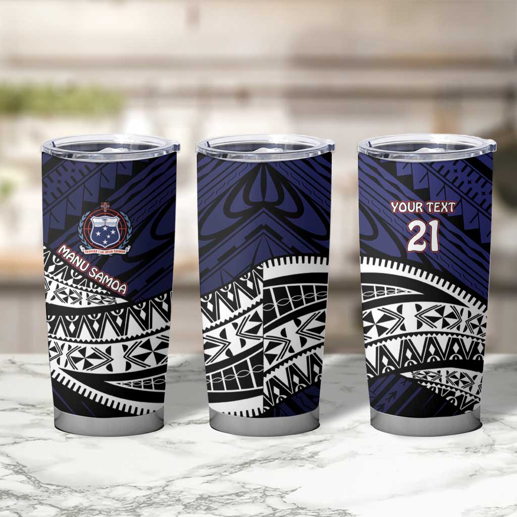 Custom Samoa Rugby Pacific Tumbler Cup Samoan Warrior Tribal Pattern