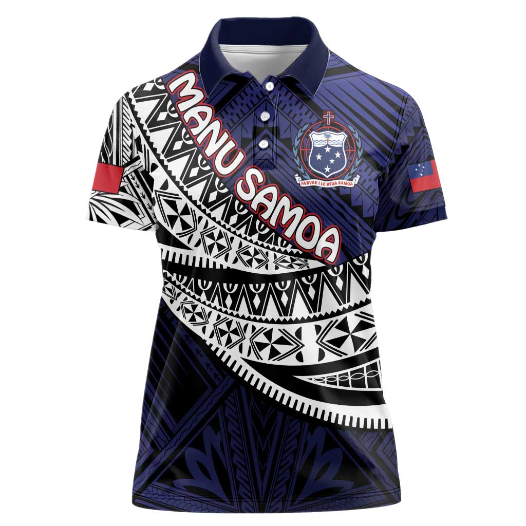 Custom Samoa Rugby Pacific Women Polo Shirt Samoan Warrior Tribal Pattern