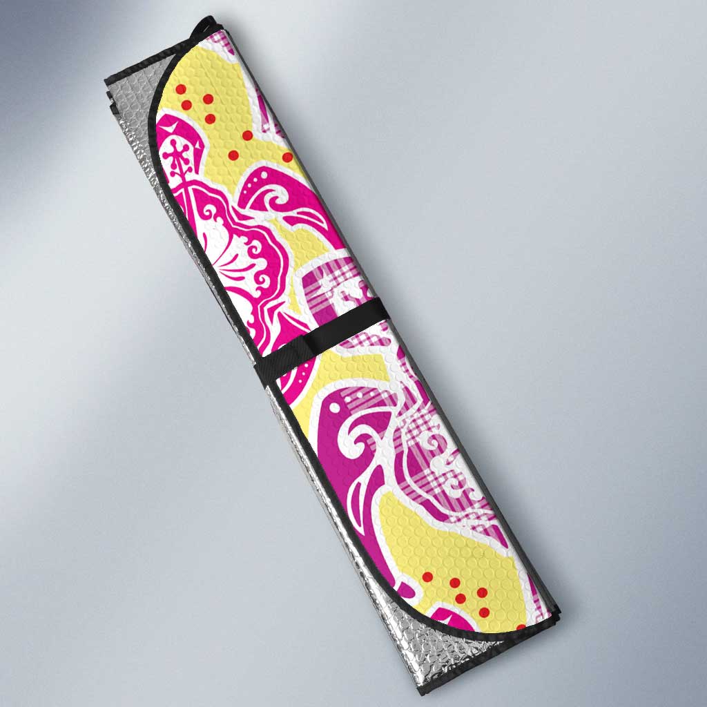 Palaka with Honu and Hibiscus Auto Sun Shade Hawaiian Heritage Spirit - Polynesian Pride