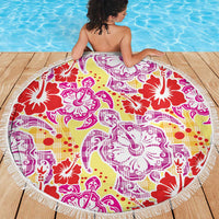 Palaka with Honu and Hibiscus Beach Blanket Hawaiian Heritage Spirit LT9 - Polynesian Pride