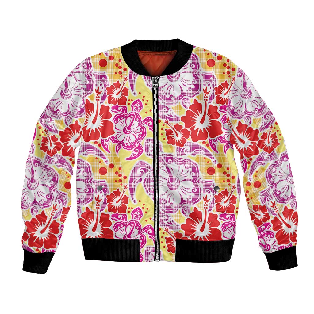 Palaka with Honu and Hibiscus Bomber Jacket Hawaiian Heritage Spirit - Polynesian Pride