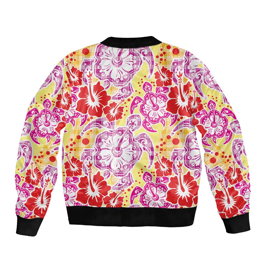 Palaka with Honu and Hibiscus Bomber Jacket Hawaiian Heritage Spirit - Polynesian Pride