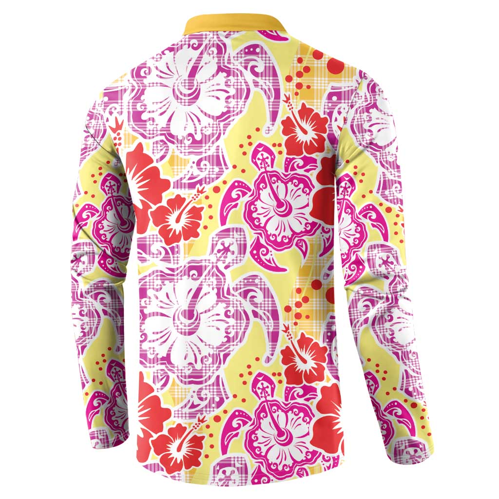 Palaka with Honu and Hibiscus Button Sweatshirt Hawaiian Heritage Spirit - Polynesian Pride