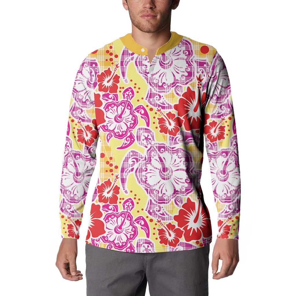 Palaka with Honu and Hibiscus Button Sweatshirt Hawaiian Heritage Spirit - Polynesian Pride