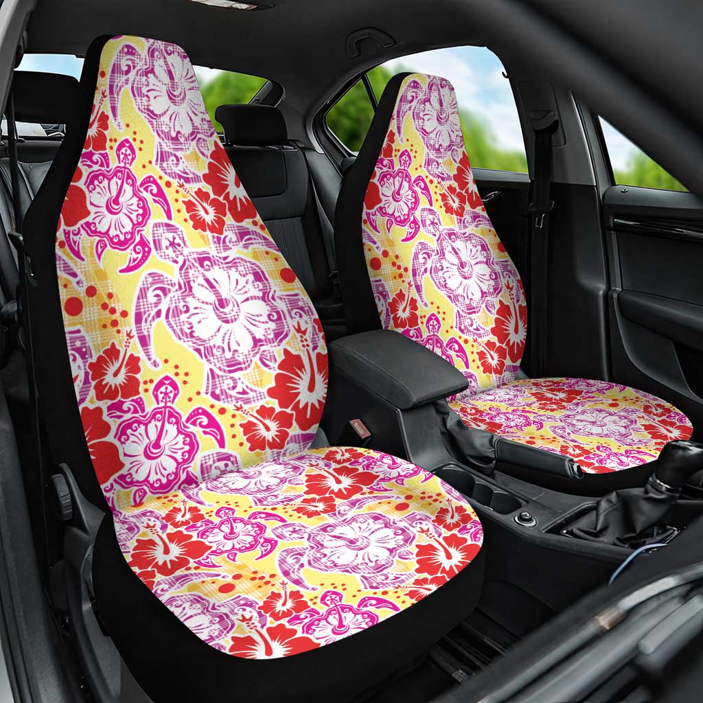 Palaka with Honu and Hibiscus Car Seat Cover Hawaiian Heritage Spirit - Polynesian Pride