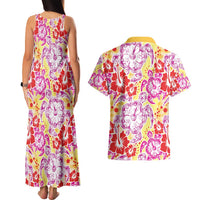 Palaka with Honu and Hibiscus Couples Matching Tank Maxi Dress and Hawaiian Shirt Hawaiian Heritage Spirit - Polynesian Pride