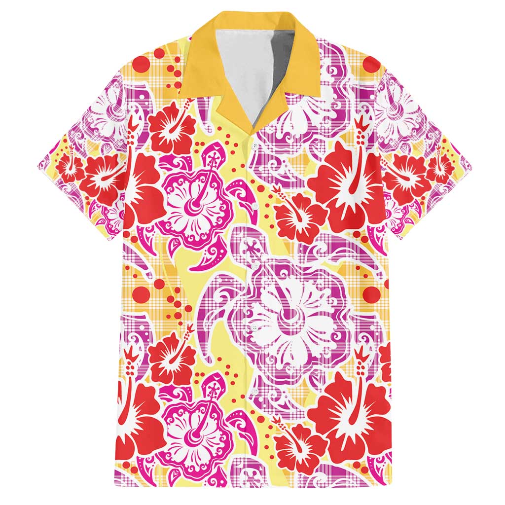 Palaka with Honu and Hibiscus Family Matching Off Shoulder Short Dress and Hawaiian Shirt Hawaiian Heritage Spirit - Polynesian Pride