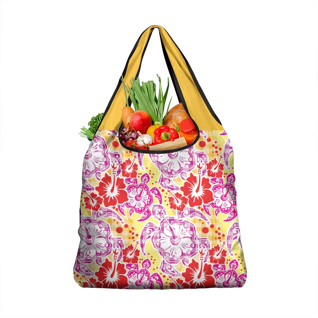 Palaka with Honu and Hibiscus Grocery Bag Hawaiian Heritage Spirit - Polynesian Pride