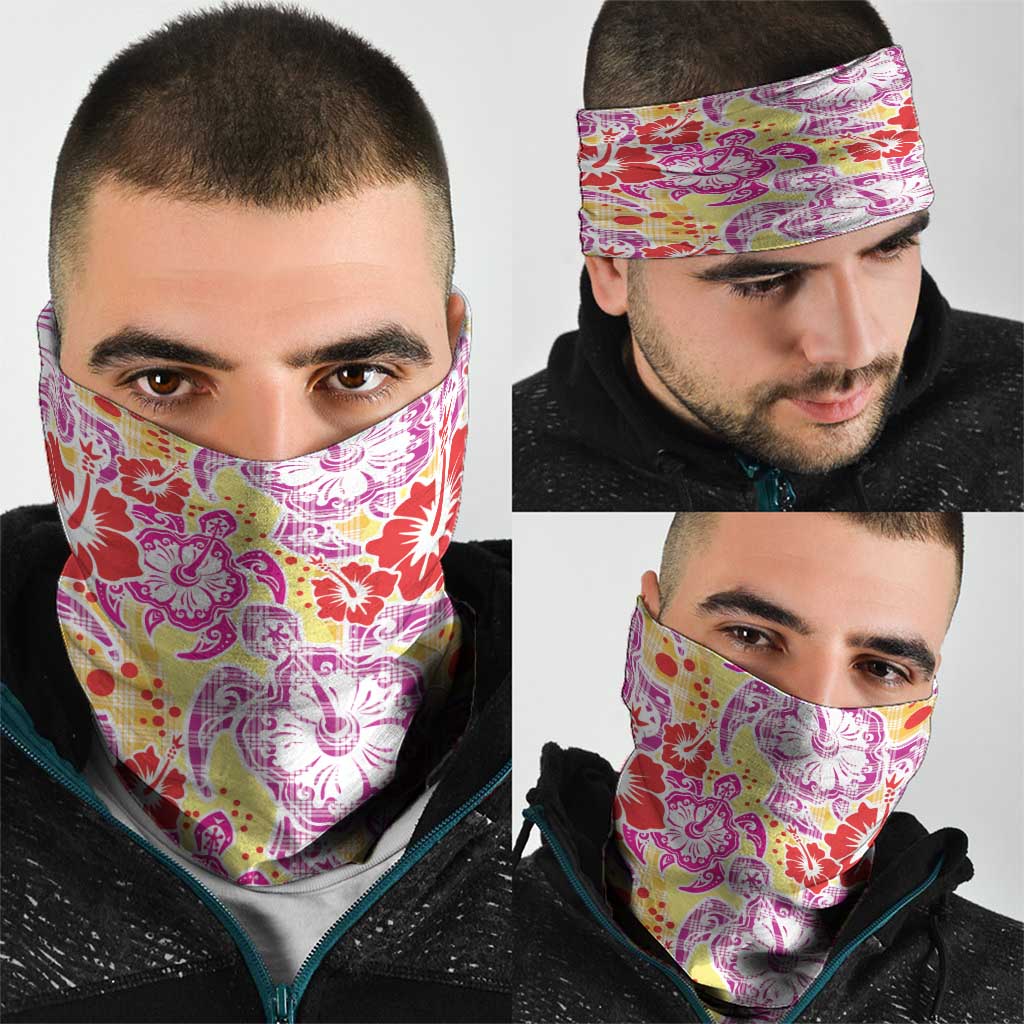 Palaka with Honu and Hibiscus Neck Gaiter Hawaiian Heritage Spirit - Polynesian Pride