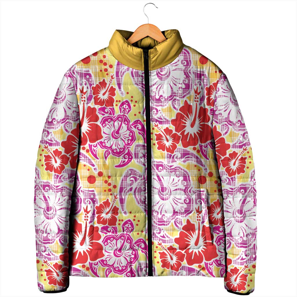Palaka with Honu and Hibiscus Padded Jacket Hawaiian Heritage Spirit - Polynesian Pride