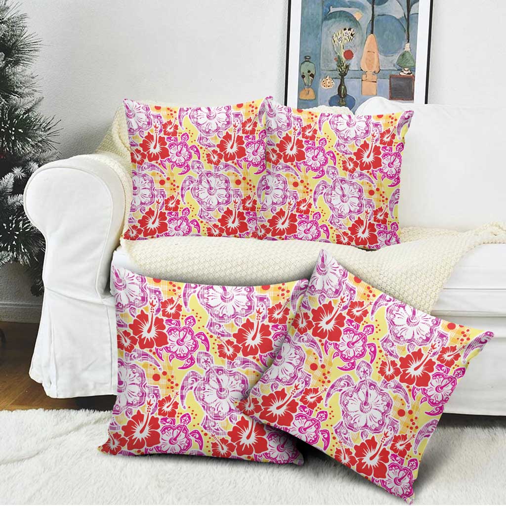 Palaka with Honu and Hibiscus Pillow Cover Hawaiian Heritage Spirit - Polynesian Pride