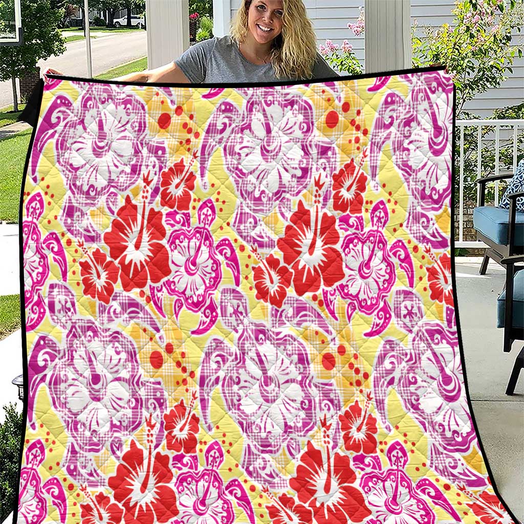 Palaka with Honu and Hibiscus Quilt Hawaiian Heritage Spirit - Polynesian Pride