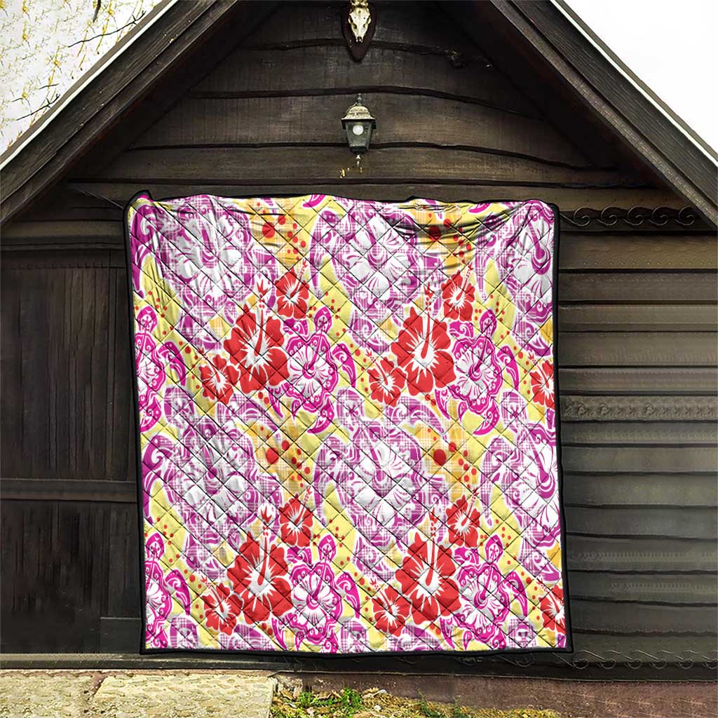 Palaka with Honu and Hibiscus Quilt Hawaiian Heritage Spirit - Polynesian Pride