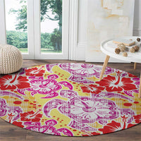 Palaka with Honu and Hibiscus Round Carpet Hawaiian Heritage Spirit - Polynesian Pride