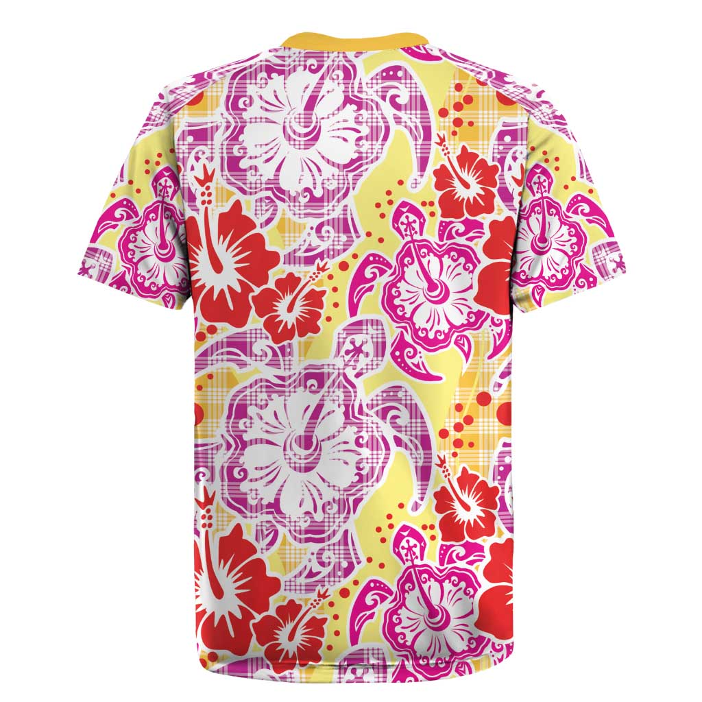 Palaka with Honu and Hibiscus Rugby Jersey Hawaiian Heritage Spirit - Polynesian Pride