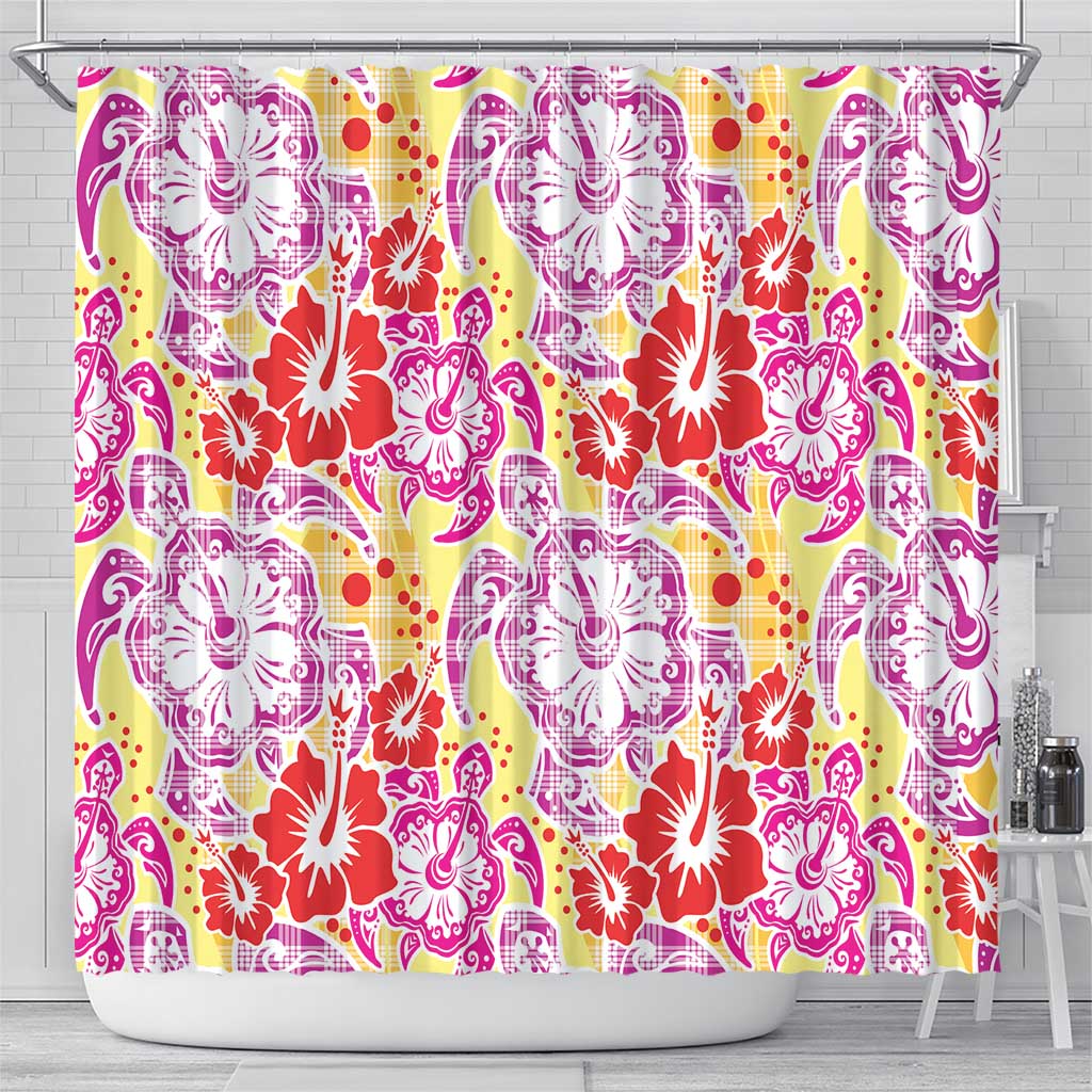 Palaka with Honu and Hibiscus Shower Curtain Hawaiian Heritage Spirit - Polynesian Pride