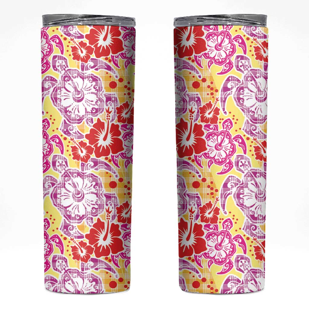 Palaka with Honu and Hibiscus Skinny Tumbler Hawaiian Heritage Spirit - Polynesian Pride