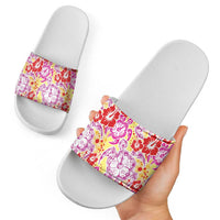 Palaka with Honu and Hibiscus Slide Sandals Hawaiian Heritage Spirit - Polynesian Pride