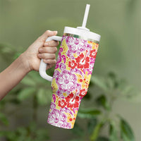 Palaka with Honu and Hibiscus Tumbler With Handle Hawaiian Heritage Spirit - Polynesian Pride