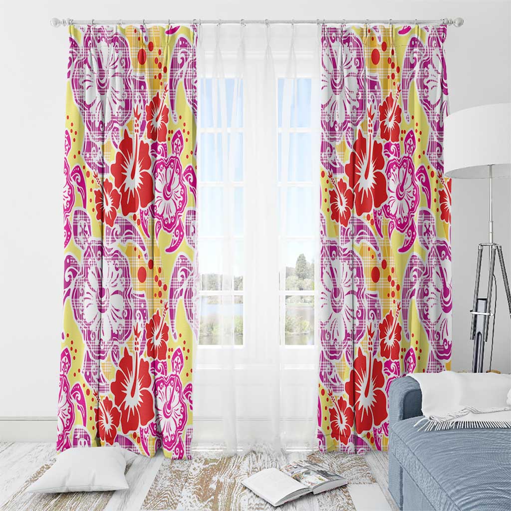 Palaka with Honu and Hibiscus Window Curtain Hawaiian Heritage Spirit - Polynesian Pride