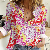 Palaka with Honu and Hibiscus Women Casual Shirt Hawaiian Heritage Spirit - Polynesian Pride