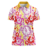 Palaka with Honu and Hibiscus Women Polo Shirt Hawaiian Heritage Spirit - Polynesian Pride