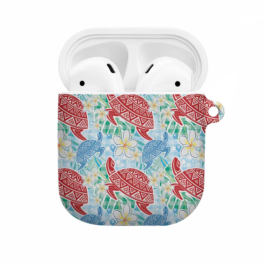 Palaka with Honu and Plumeria AirPods Case Hawaiian Heritage Spirit LT9 Blue - Polynesian Pride
