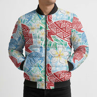 Palaka with Honu and Plumeria Bomber Puffer Jacket Hawaiian Heritage Spirit LT9 - Polynesian Pride