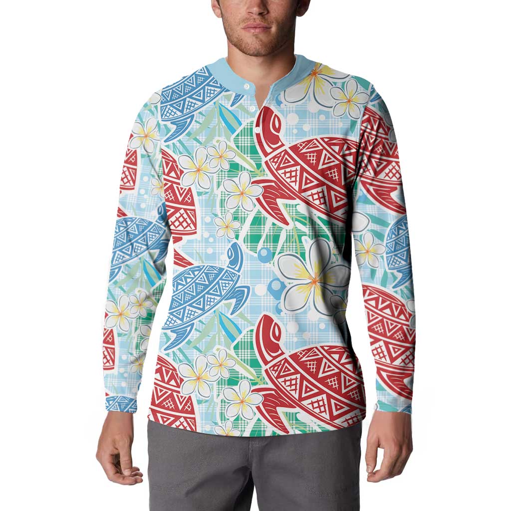 Palaka with Honu and Plumeria Button Sweatshirt Hawaiian Heritage Spirit LT9 - Polynesian Pride
