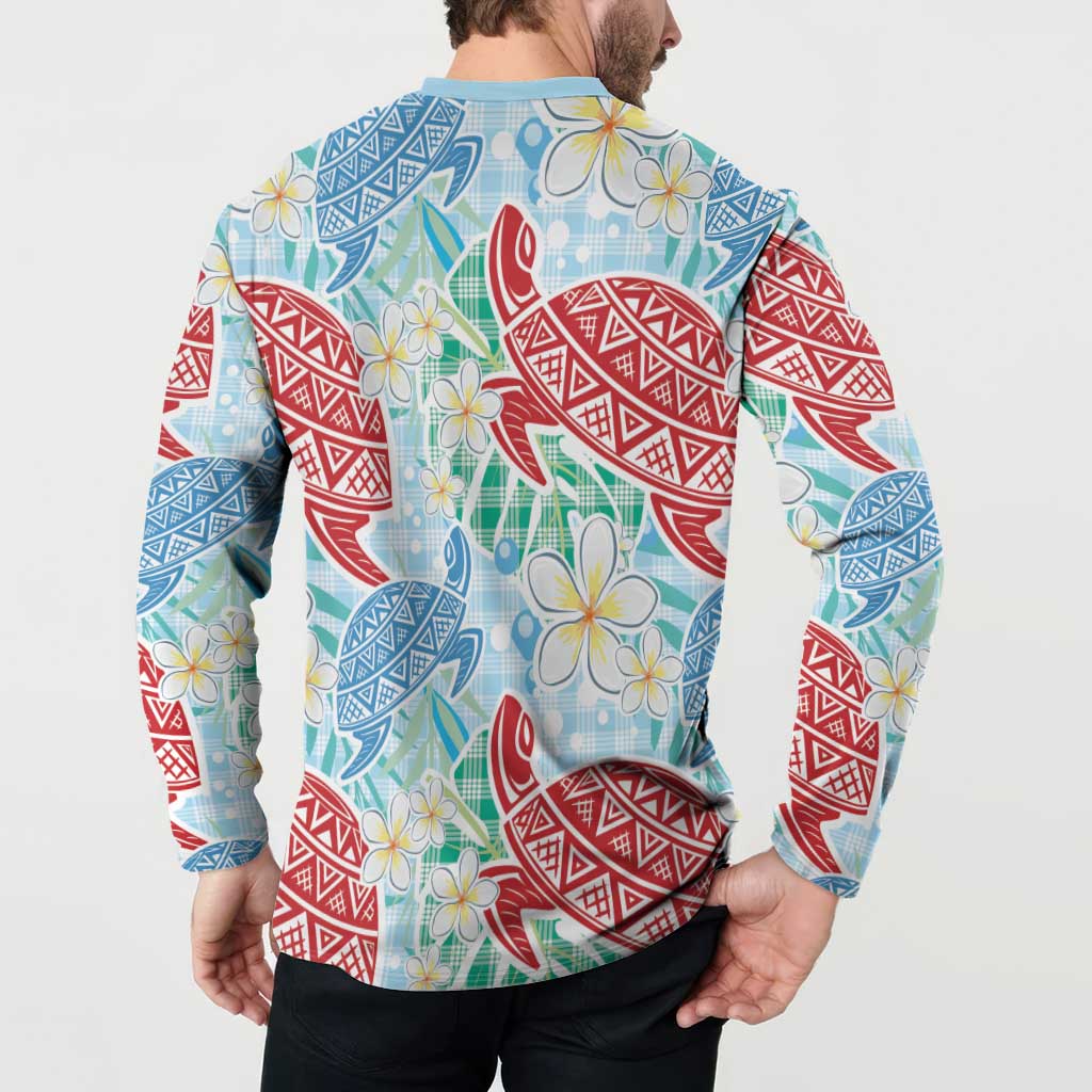 Palaka with Honu and Plumeria Button Sweatshirt Hawaiian Heritage Spirit LT9 - Polynesian Pride