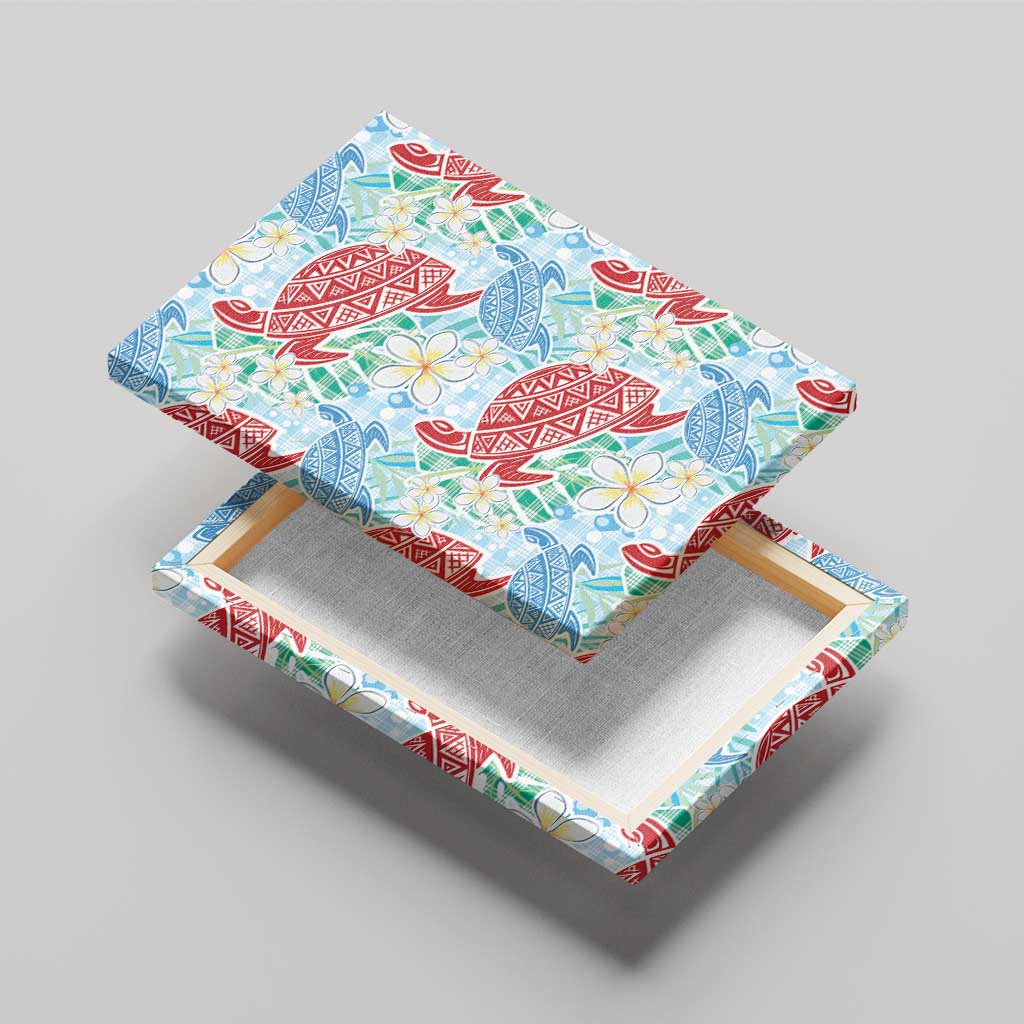 Palaka with Honu and Plumeria Canvas Wall Art Hawaiian Heritage Spirit LT9 - Polynesian Pride