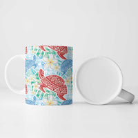 Palaka with Honu and Plumeria Ceramic Mug Hawaiian Heritage Spirit - Polynesian Pride