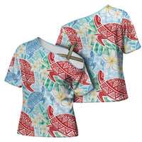 Palaka with Honu and Plumeria Cross Shoulder Shirt Hawaiian Heritage Spirit LT9 - Polynesian Pride