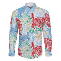 Palaka with Honu and Plumeria Family Matching Off The Shoulder Long Sleeve Dress and Hawaiian Shirt Hawaiian Heritage Spirit - Polynesian Pride
