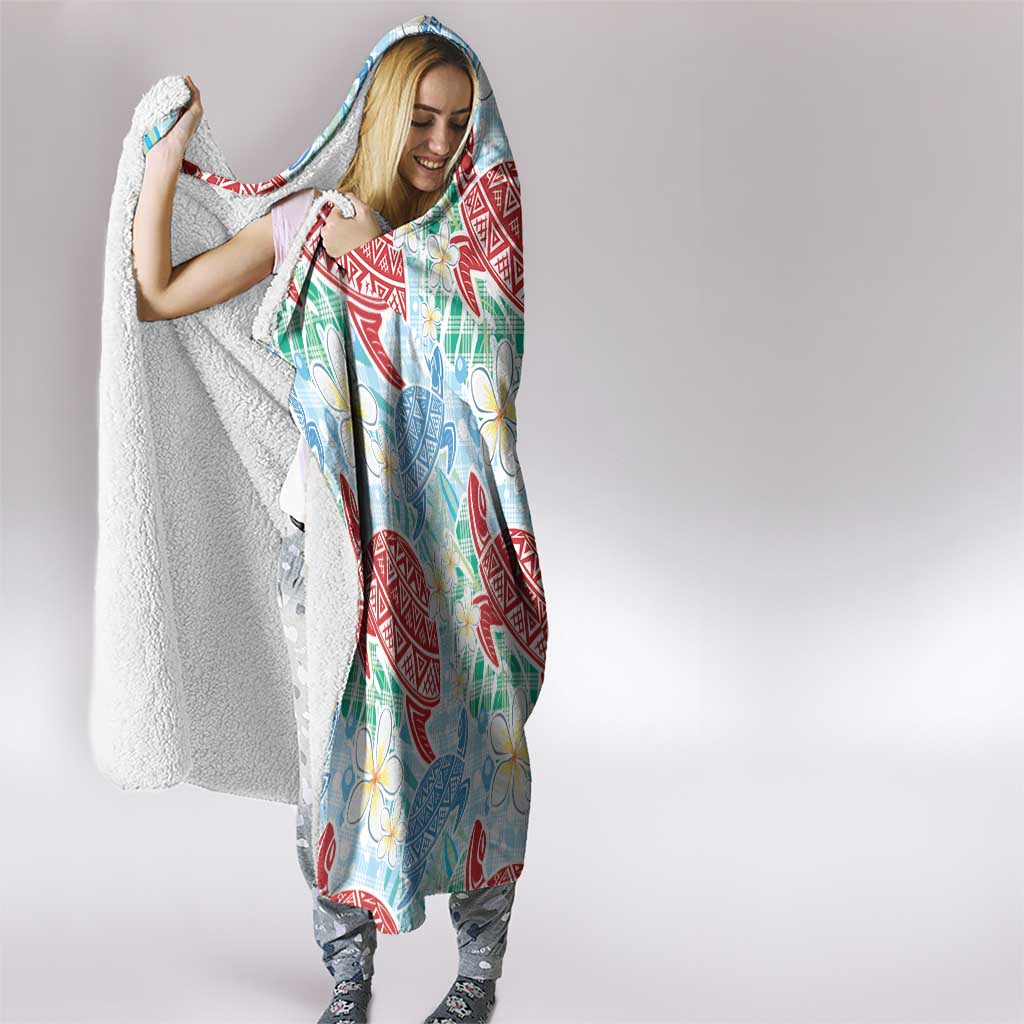 Palaka with Honu and Plumeria Hooded Blanket Hawaiian Heritage Spirit - Polynesian Pride